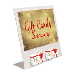Gift Card Display with 2 Pockets & 11 x 8.5 Slide in Sign Holder in White